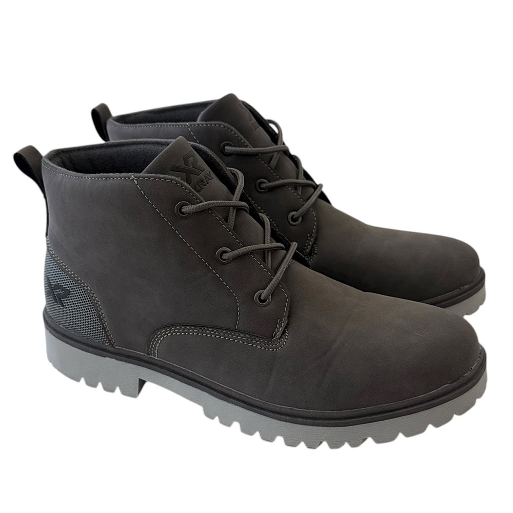 XRAY Men Gray Vegan Leather Combat Boots Sz 10